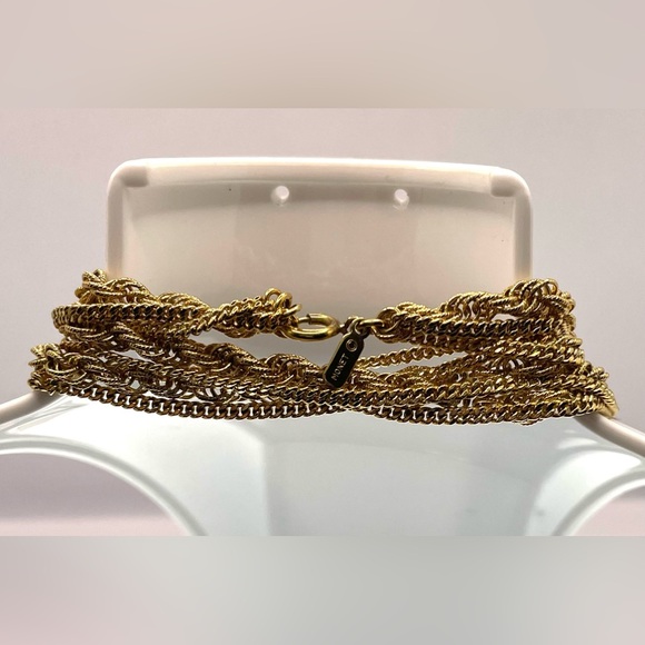 Vintage Signed Monet 54” Long Gold Tone Multi Strand Necklace Layering - Picture 8 of 9